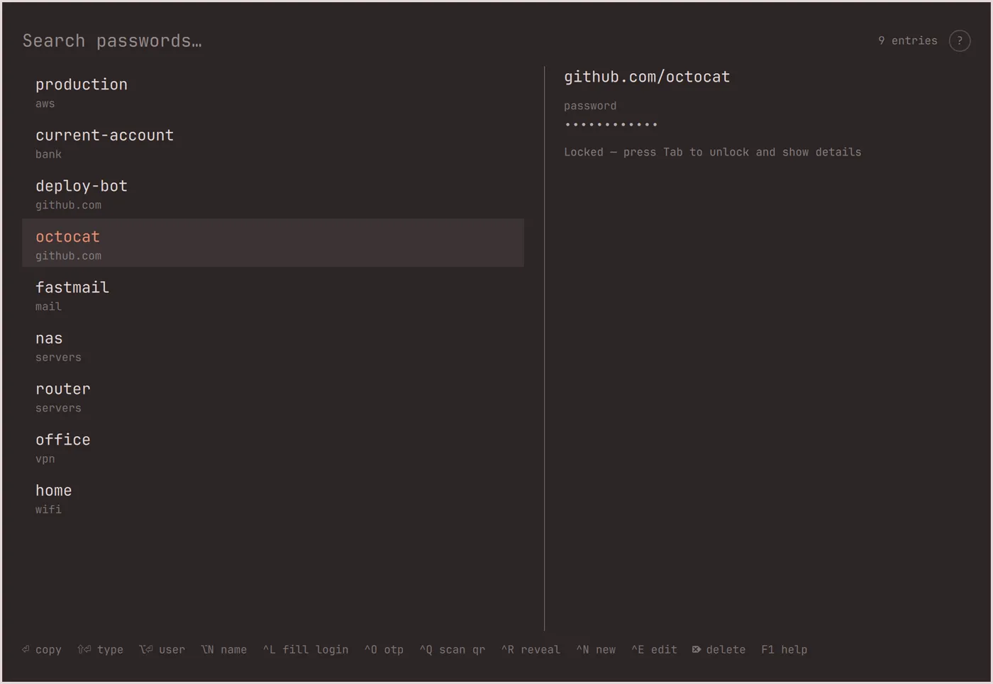 Screenshot OmaPass Manage Page