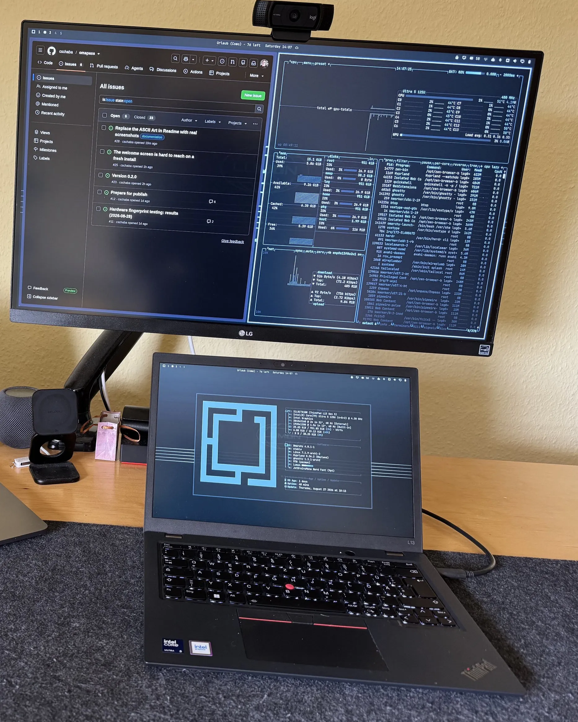 ThinkPad L13 running Omarchy Quattro